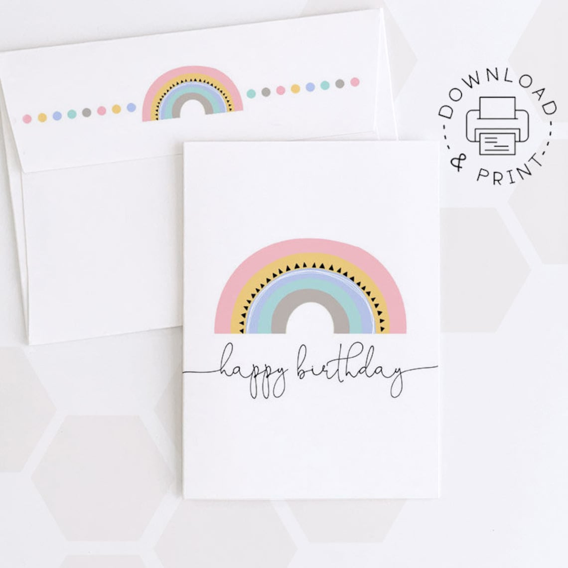 Happy Birthday Printable Card and Envelope / Instant Download - Etsy