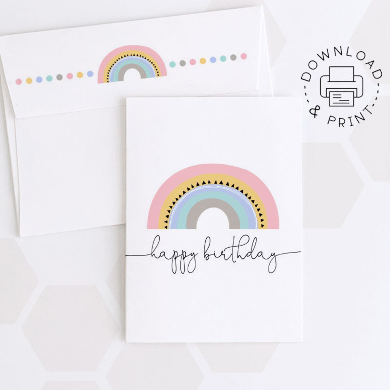 Happy Birthday Printable Card and Envelope / Instant Download - Etsy