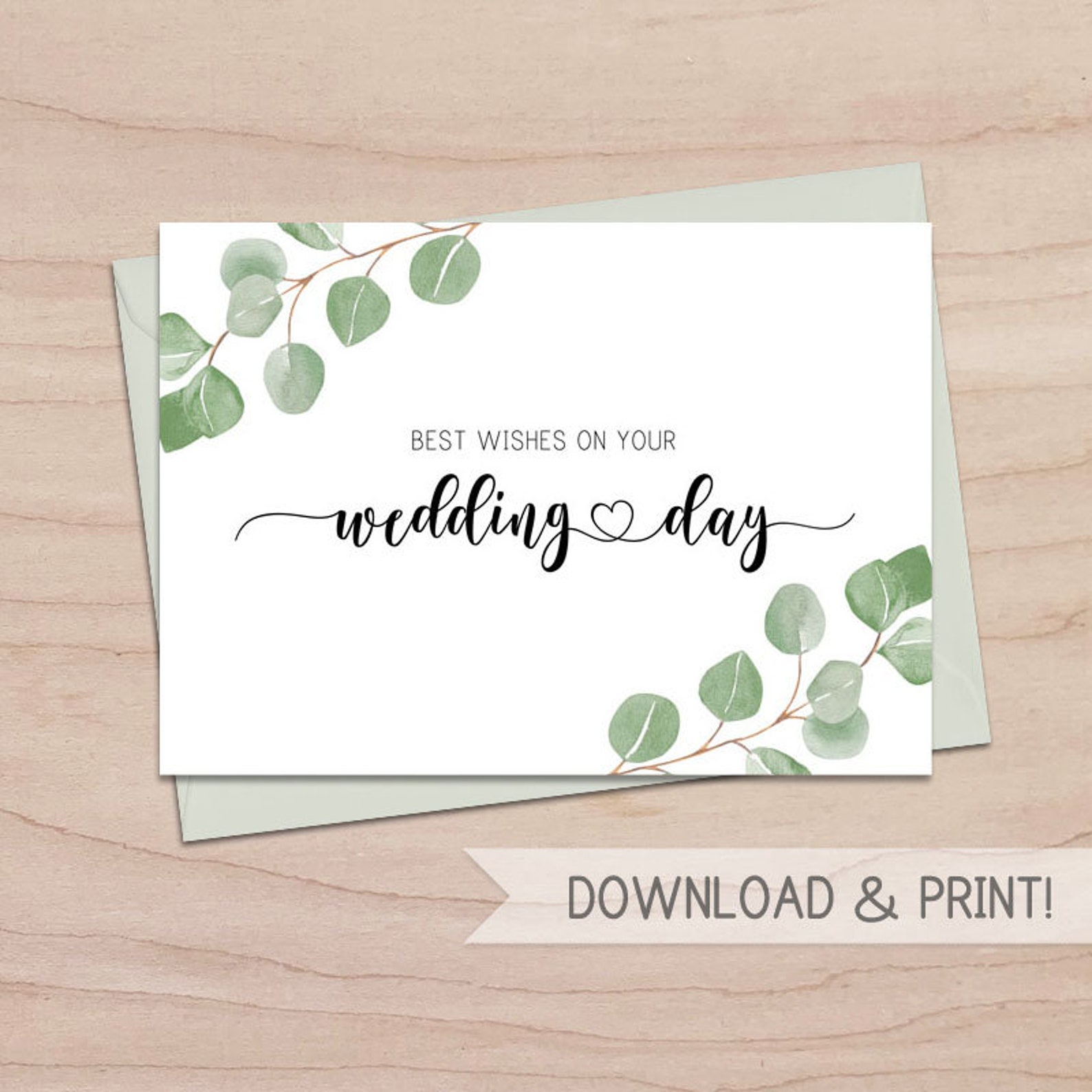 Printable Card: Best Wishes on Your Wedding Day / Instant | Etsy