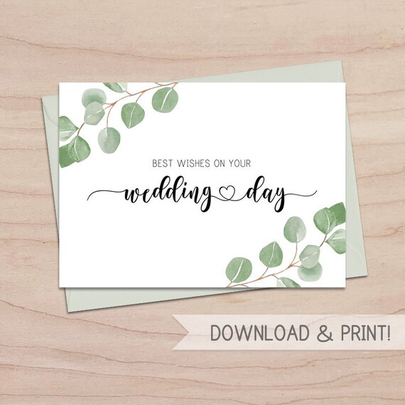Printable Card: Best Wishes on Your Wedding Day / Instant | Etsy