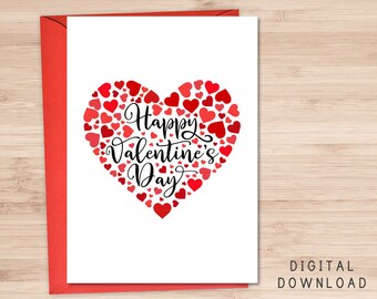 Happy Valentine's Day Printable Card / Instant Download | Etsy