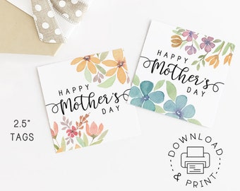 Printable Happy Mother's Day Gift Tags / Instant Download Mother's Day 2.5" Favor Tag Set