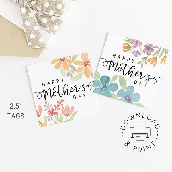 Printable Happy Mother's Day Gift Tags / Instant Download Mother's Day 2.5" Favor Tag Set