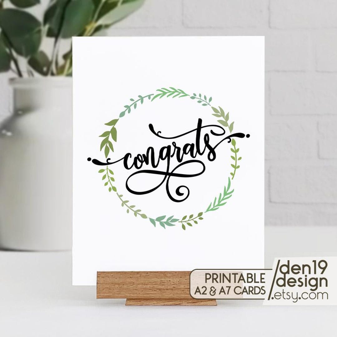 Congrats Printable Card / Instant Download PDF / Card Template - Etsy