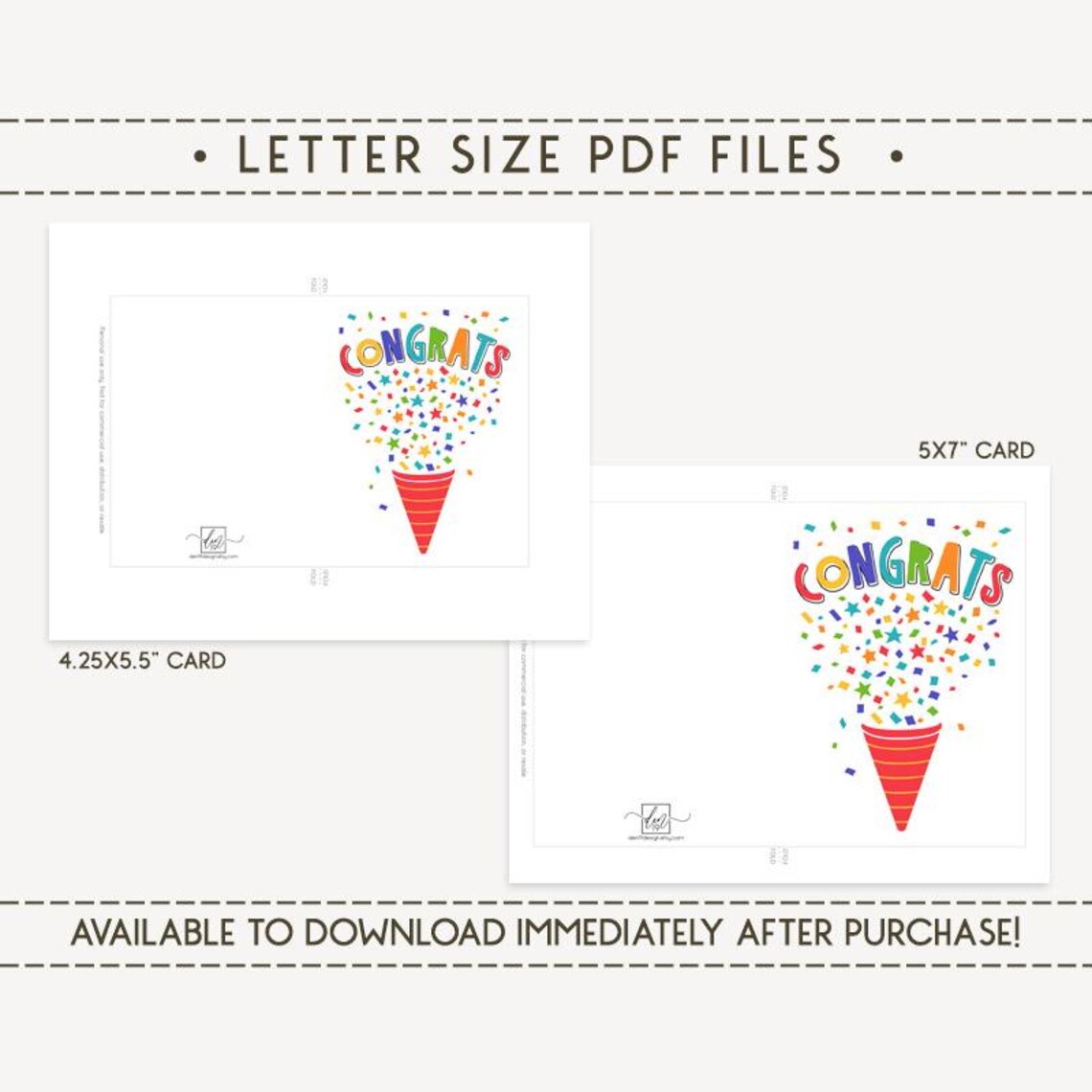 Conratulation Card.pdf Congrats Printable Card / Instant Download PDF / Colorful Confetti ...