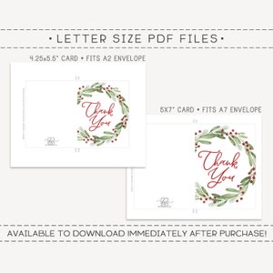 Christmas Thank You Printable Card / Instant Download PDF / Holidays ...