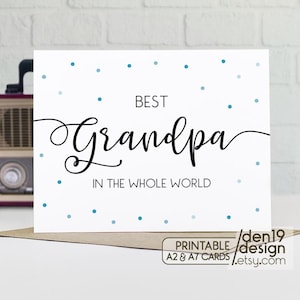 Tarjeta imprimible "El mejor abuelo del mundo" / Tarjeta del Día del Padre / Descarga instantánea en PDF / Plantilla de tarjeta