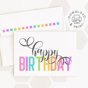 Happy Birthday Printable Card and Envelope / Instant Download PDF ...