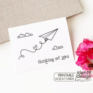 Thinking Of You Printable Card / Instant Download PDF / Card Template