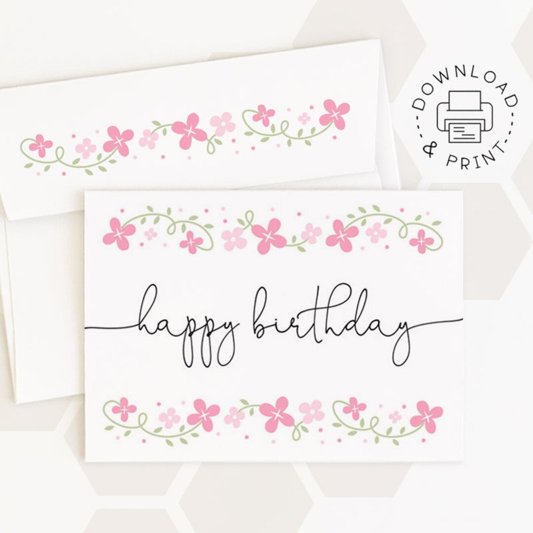 Happy Birthday Printable Card and Envelope / Instant Download PDF ...