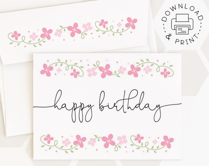 Happy Birthday Printable Card and Envelope / Instant Download - Etsy