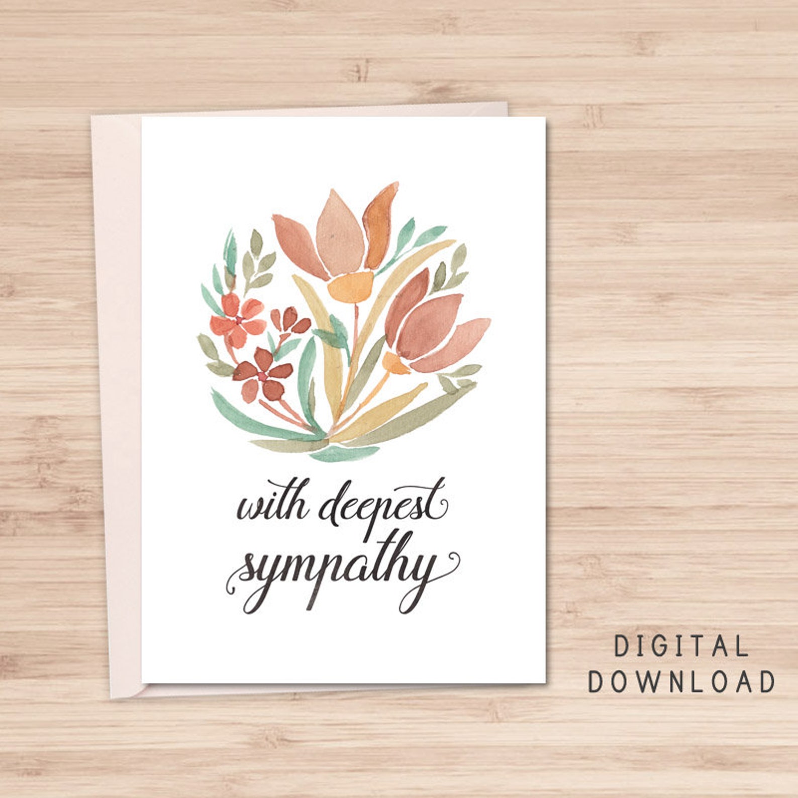 With Deepest Sympathy Printable Card / Instant Download PDF / | Etsy