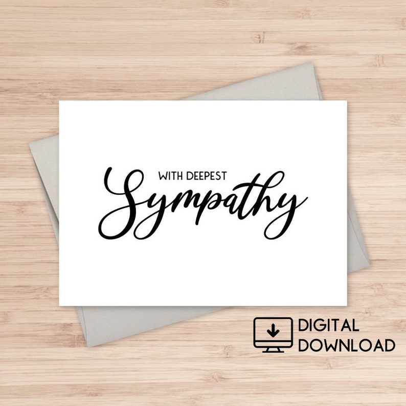 With Deepest Sympathy Printable Card / Instant Download PDF / | Etsy