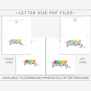 Set of 2 Printable Birthday Cards / Happy Birthday Card / Instant ...