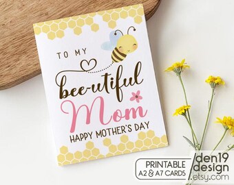 Bee-utiful Mom Mother's Day Card (Printable PDF)