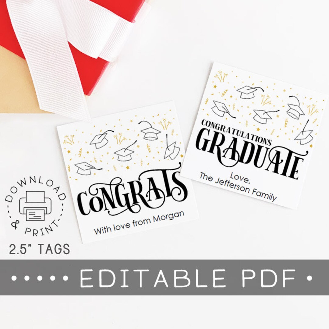 Editable & Printable Graduation Gift Tags / Congrats and ...