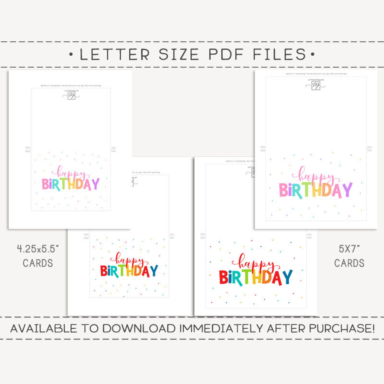 Set of 2 Printable Birthday Cards and Envelopes / Happy - Etsy