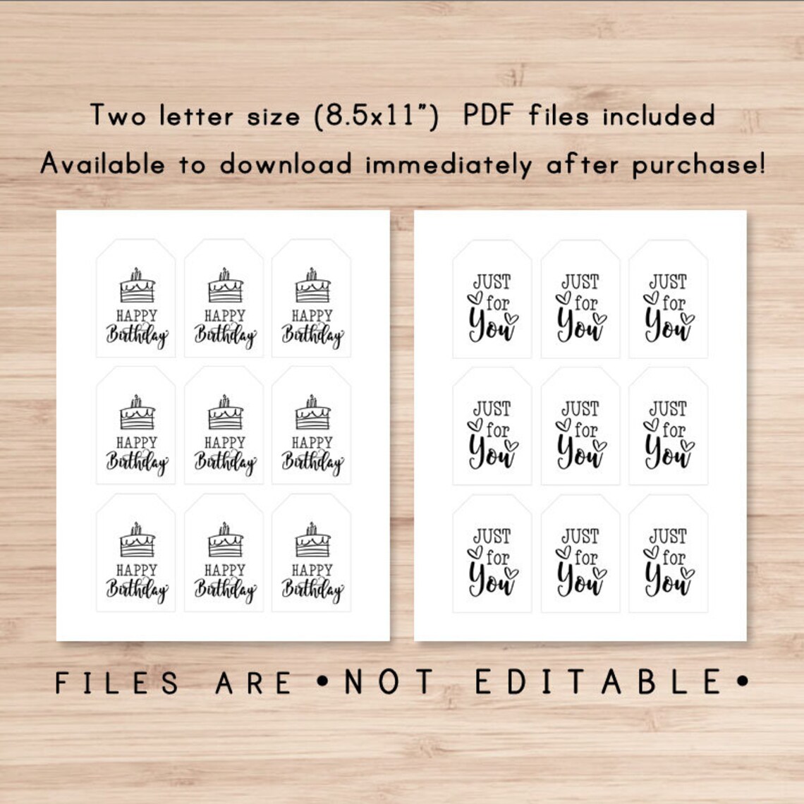 Printable Gift Tags / Happy Birthday Gift Tag / Just for You | Etsy