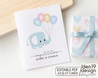 Editable & Printable Welcome Baby Card / Instant Download PDF / Card Template