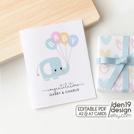 Editable & Printable Welcome Baby Card / Instant Download PDF / Card Template