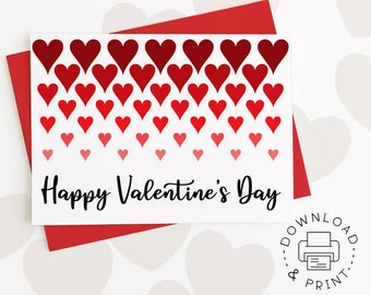 Happy Valentine's Day Printable Card / Instant Download PDF / Card Template