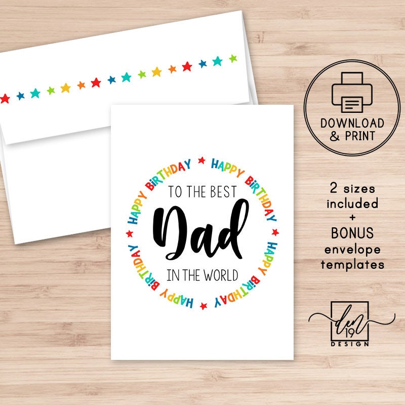 Happy Birthday To The Best Dad In The World Printable Card / Etsy