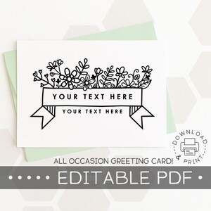 All Occasion Editable &amp; Printable Card / Instant Download PDF ...