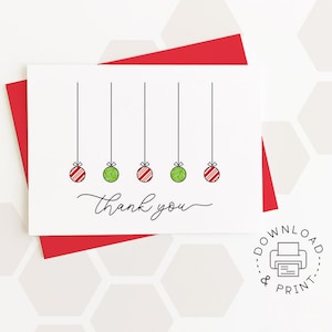 Christmas Thank You Printable Card / Instant Download PDF / - Etsy