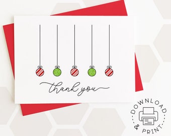 Christmas Thank You Printable Card / Instant Download PDF / - Etsy