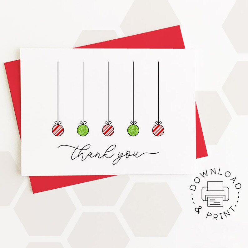 Christmas Thank You Printable Card / Instant Download PDF / - Etsy