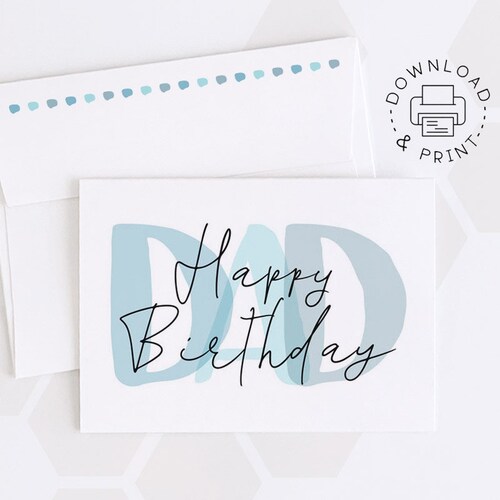 Happy Birthday Dad Printable Card / Instant Download PDF / - Etsy