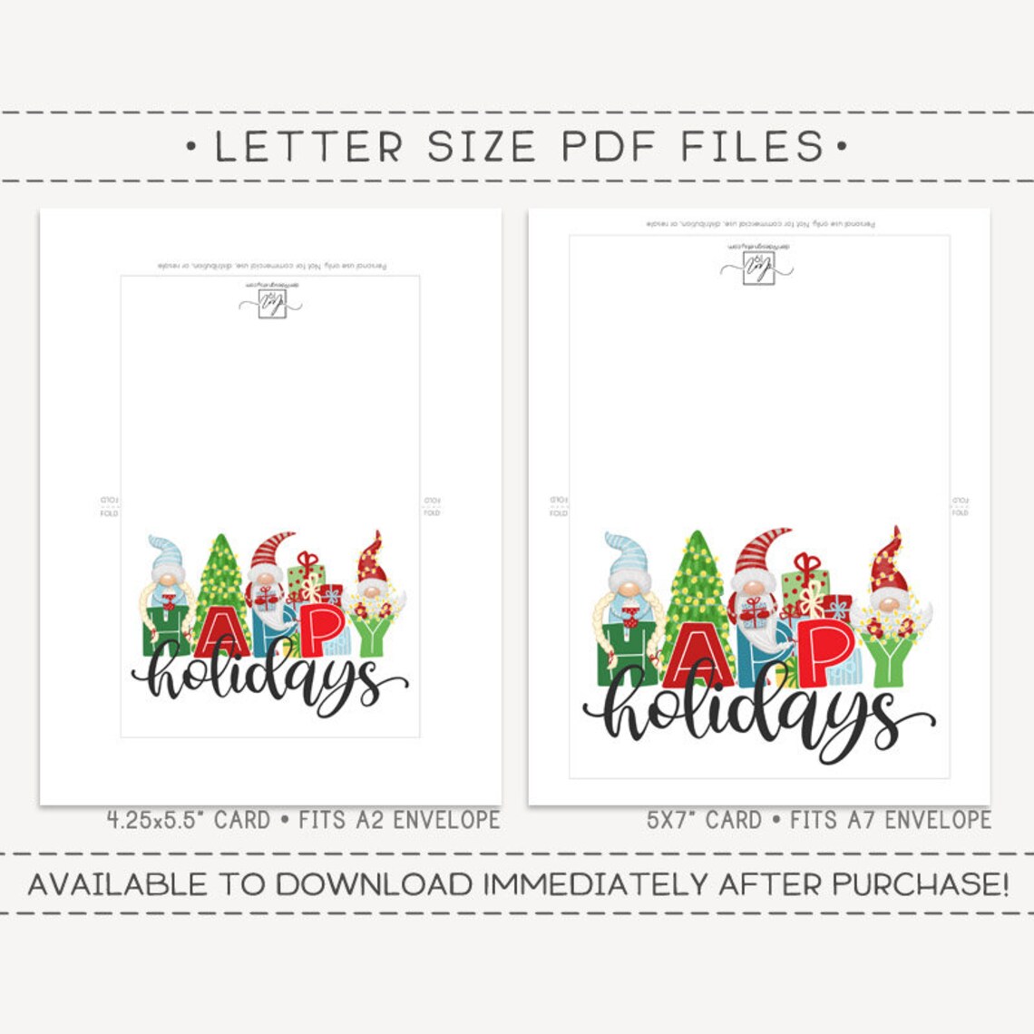 Happy Holidays Printable Card / Instant Download PDF / Holiday - Etsy