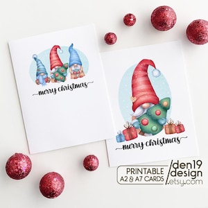 Gnomes Christmas Card: Printable Holiday Card Template (PDF)