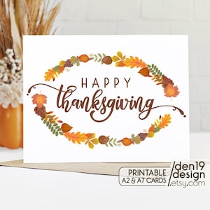 Printable Happy Thanksgiving Card / Instant Download PDF Card Template
