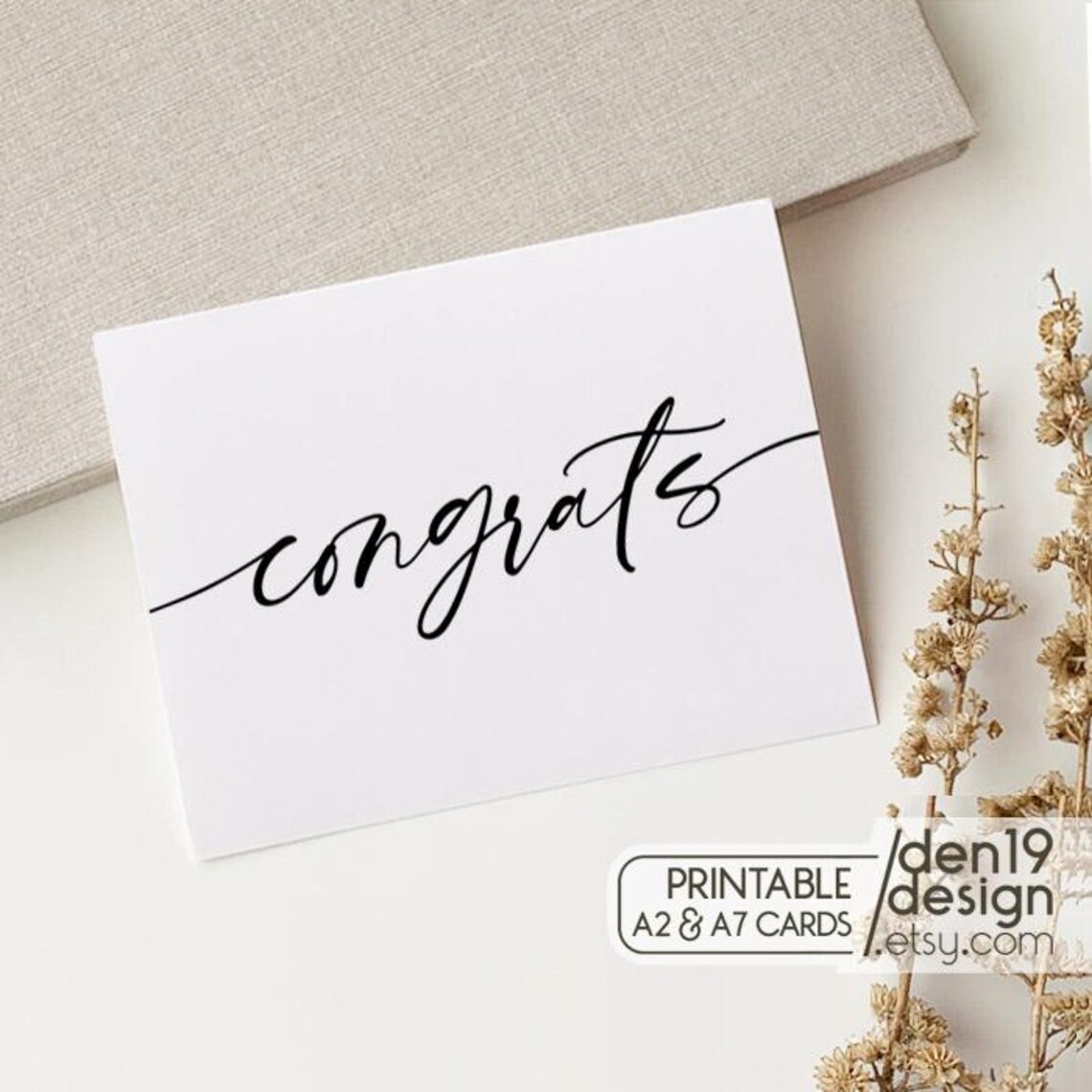 Congrats Printable Card / Instant Download PDF / Card Template - Etsy ...