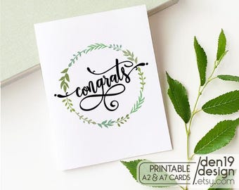 Congrats Printable Card / Instant Download PDF / Card Template