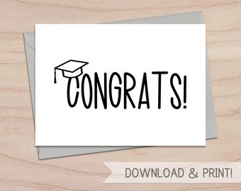 Congrats Printable Card / Instant Download PDF / Graduation | Etsy