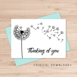 Thinking Of You Printable Card / Instant Download PDF / Card | Etsy
