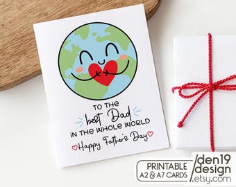 Printable Happy Father's Day Card / To The Best Dad In The Whole World Card Template / Instant Download PDF