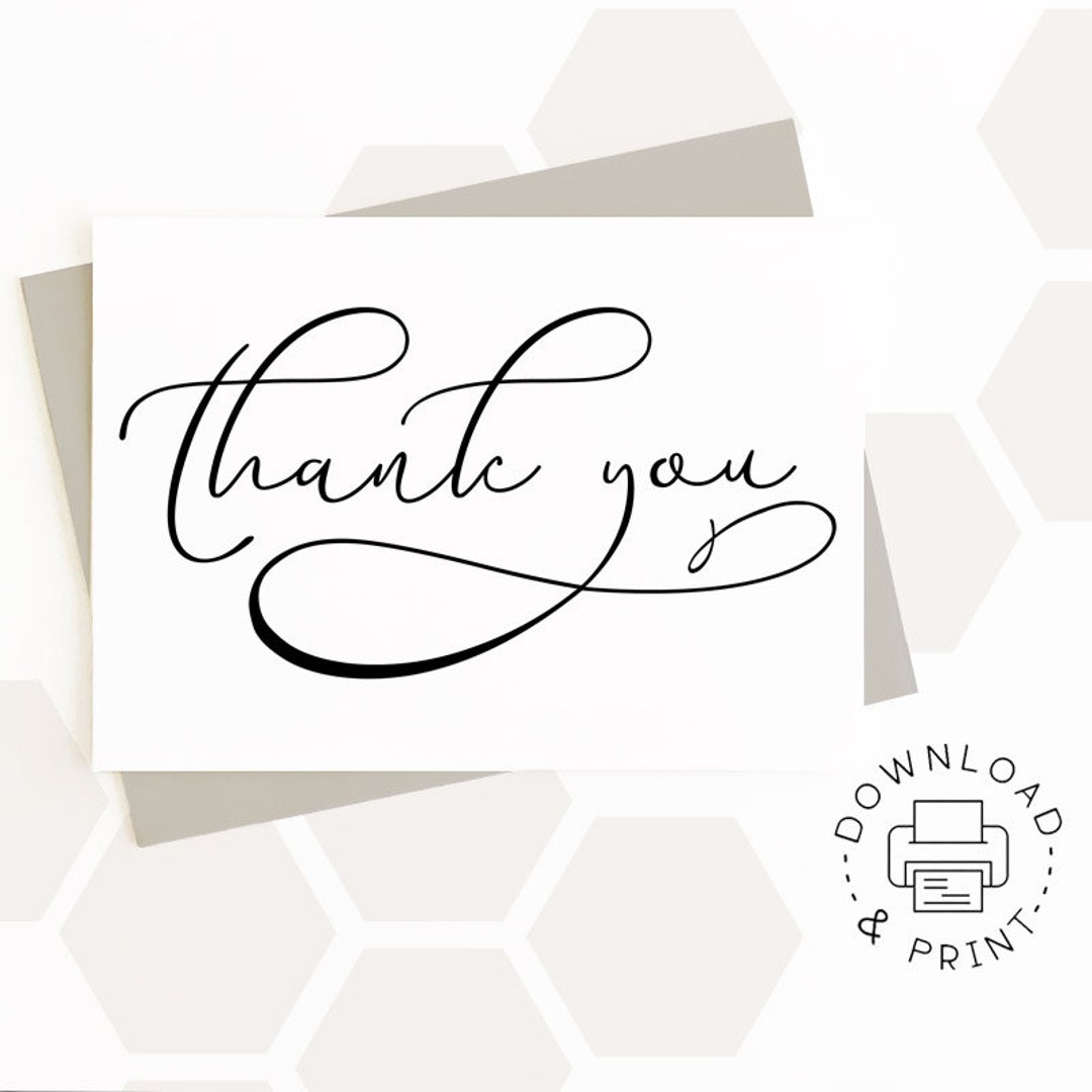 Thank You Printable Card / Instant Download PDF / Card Template - Etsy