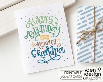 Grandpa Birthday Card: Printable PDF, A2/A7 Sizes