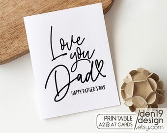 Happy Father's Day Printable Card / Instant Download PDF / Love You Dad Card Template
