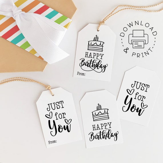 Printable Gift Tags / Happy Birthday Gift Tag / Just for You - Etsy