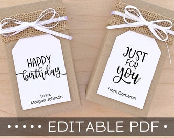 Editable &amp; Printable Gift Tags / Happy Birthday Gift Tag / | Etsy