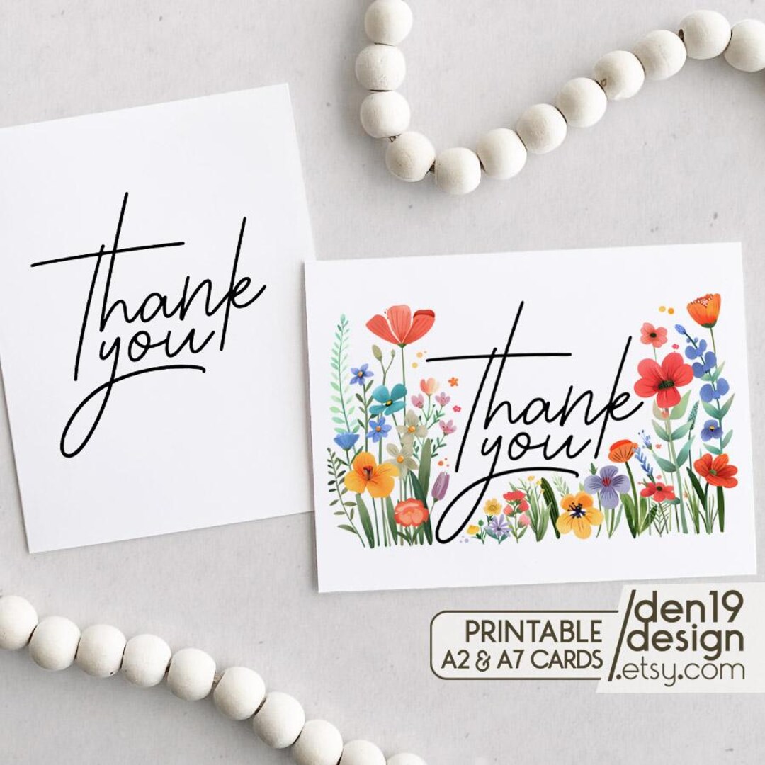 Thank You Printable Card / Instant Download PDF / Card Template - Etsy