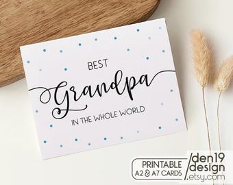 Best Grandpa In The Whole World Printable Card / Father's Day Card / Instant Download PDF / Card Template
