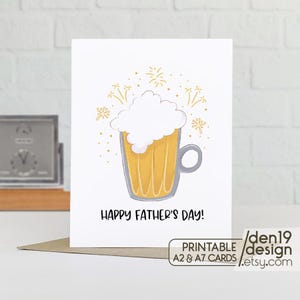 Carte imprimable pour la fête des pères / Modèle de carte de bière / Téléchargement instantané PDF