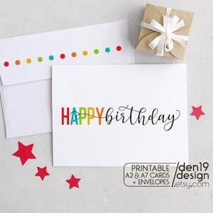 Alles Gute zum Geburtstag Karte und Umschlag / Sofort Download PDF / Karte Und Umschlag Vorlage