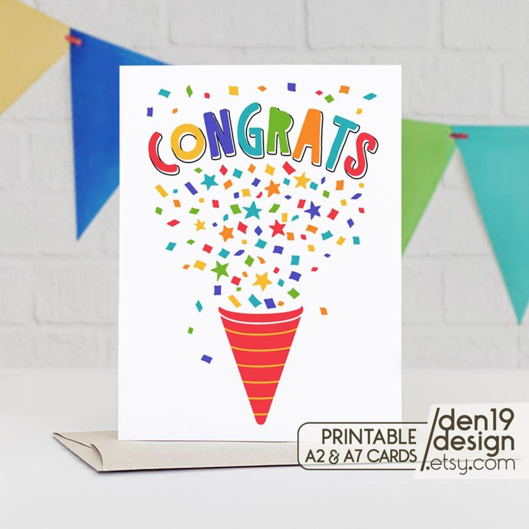 Congrats Printable Card / Instant Download PDF / Colorful Confetti ...