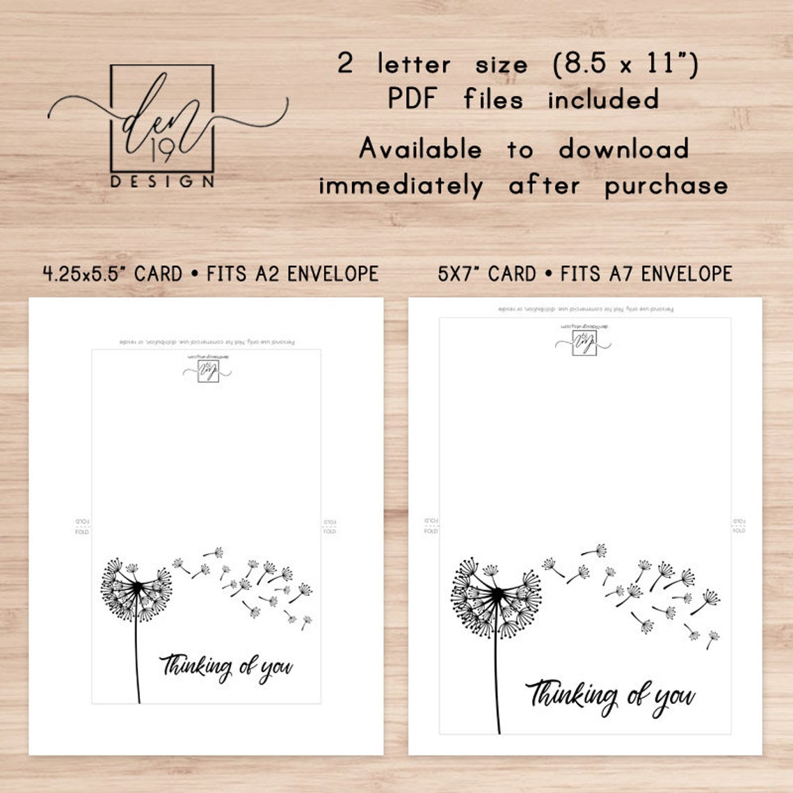 Thinking Of You Printable Card / Instant Download PDF / Card  Etsy